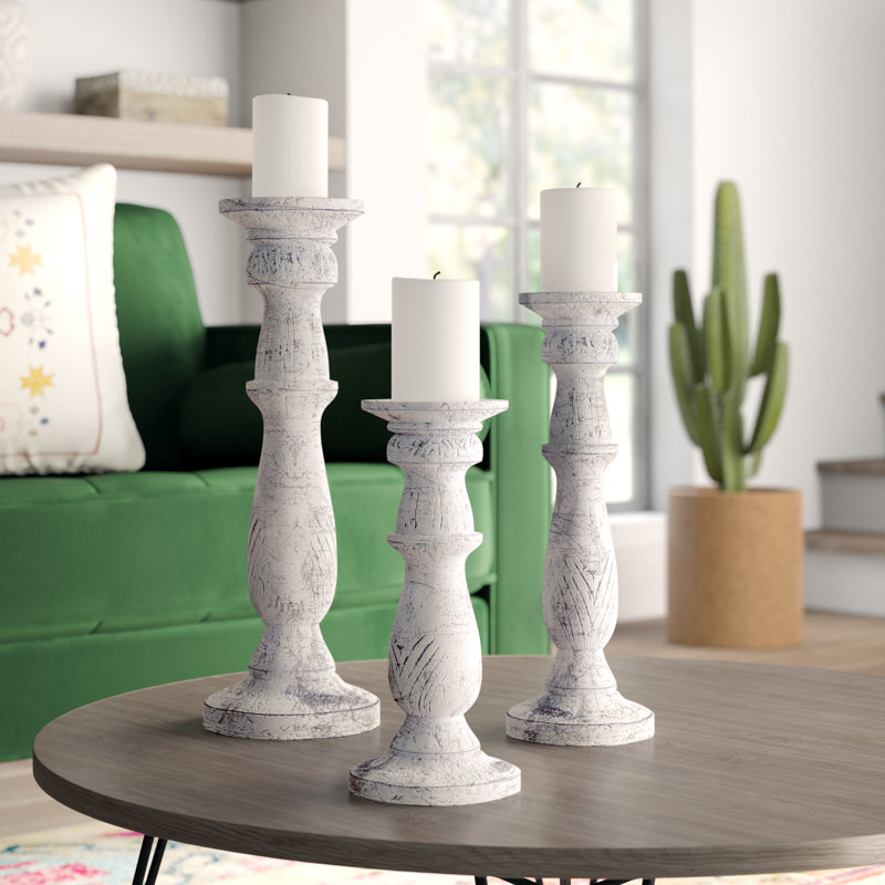 Mistana™ 3 Piece Wood Candlestick Set & Reviews Wayfair